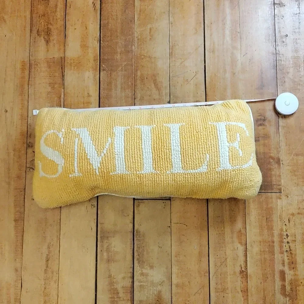 Newport Accent Pillow Smile Yellow White Spring Summer